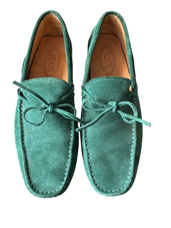 Tod\'s City Gommino Driving Suede Loafers Green mens size 8,5 shoes made in Italy main image 8